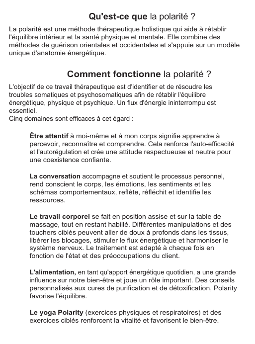 Dépliant « Polarité Thérapie » – l’essentiel en un coup d’œil – Bild 2